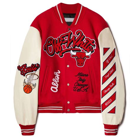 off white varsity jacket replica|off white bulls varsity jacket.